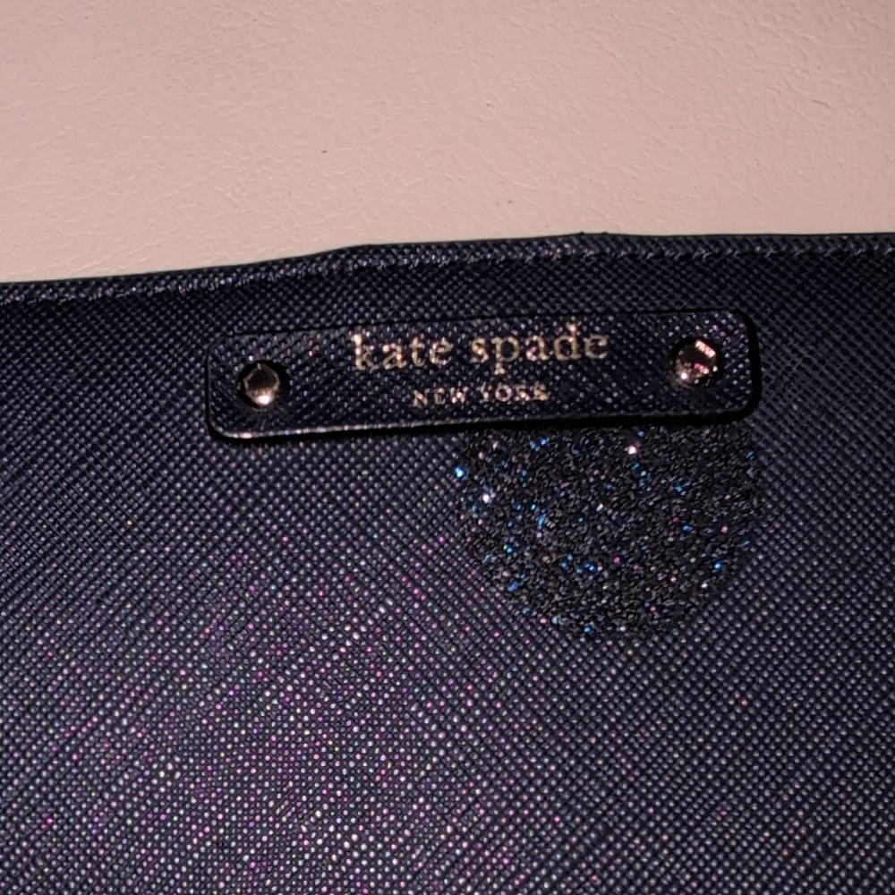 Kate Spade Haven Lane Stacy Wallet In French Navy With Glitter Accents - Picture 2 of 9